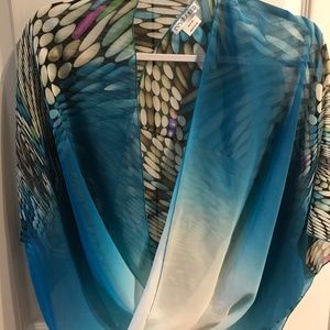 Beautiful Blue Butterfly Short Scarf Wrap Vivid Blues White FINAL SALE